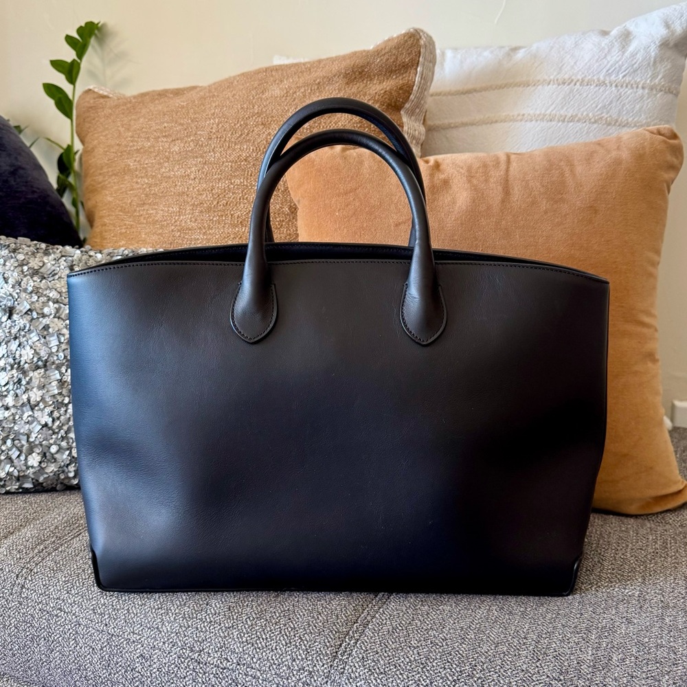 Flattered Black Leather Tote Bag
